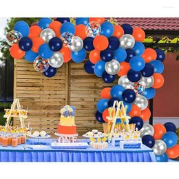 Party Decoration Outer Space Birthday Balloons Orange Navy Blue Chrome Silver Arch Garland For Kids Decor Baby Show