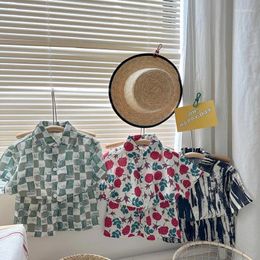 Clothing Sets 2-9T Kids Boys Clothes Floral Pattern Boy Blouse Shirt Short 2pcs Outfits Summer Party Birthday Handsome