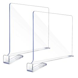 Racks 2PCS Closet Shelf Storage Dividers Transparent Acrylic Separators Wardrobe Closet Cupboard Dividers Organizers Office Desk Rack