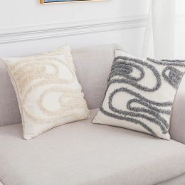 Pillow Inyahome Luxury Nordic Pillow Covers Linen Striped Jacquard Pattern Cushion Pillow for Sofa Couch Living Room Bedroom Coussin