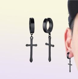 Cross Ring Earrings 1 Pair Of Black Ptainless Steel Pierced Ear Clip Tassel Earrings Hinge Earrings Men Jewelry49685303225825