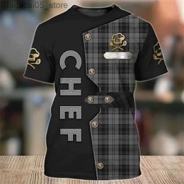 Men's T-Shirts New Mens Creative T-shirt Funny Visual Poor Chef Uniform 3D Printing Personalized Short Sleeve Casual Fashion Summer Top Q240425