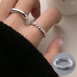 Cluster Rings 925 Sterling Silver Geometric Open Ring For Women Girl Simple Irregular Twisted Line Design Jewelry Party Gift Drop