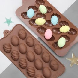 Moulds 15 Cavity Easter Eggs Chocolate Cake Mold Silicone Fondant Mold DIY Cookies Desserts Candy Cupcake Pastry Baking Tool Bakeware