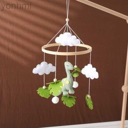 Mobiles# Felt Dinosaur Baby Bed Bell Hanging Toy 0-12 Month Newborn Wooden Mobile Music Rattle Toy Crib Holder Bracket Infant Accessories d240426