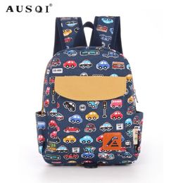 AUSQI Little Cute Cartoon Bus Toddler School Backpack for Kid Boys Girls to Perschool Children Backpacks Bag with Chest Strap Y181332b