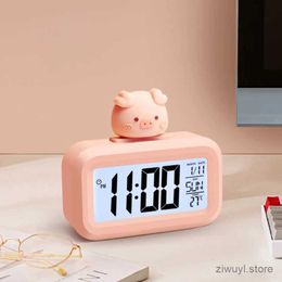 Desk Table Clocks LED Digital Alarm Clock Thermometer Electronic Digital Alarm Screen Desktop Table Clocks For Home Office Snooze Calendar Clock