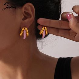 Hoop Earrings Joolim Jewelry High Quality PVD Wholesale Colorful Simple Irregular Multi-layer C-shaped Stainless Steel Earring For Women