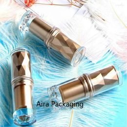 Storage Bottles 12.1mm Rose Gold Empty Plastic Lip Rouge Sub Container Elegant Packing Bottle High Grade Lipstick Tube 50pcs/lot