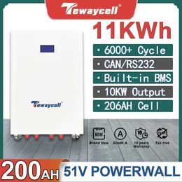 Cell Phone Power Banks Tewaycell 48V 200Ah Powerwall LiFePO4 battery pack 10KWh power supply 6000Cycle Buyl in BMS CAN RS485 Monitor Solar System EU tax-free 240424