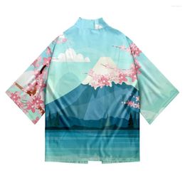 Ethnic Clothing 2024 Summer Men Loose Japanese Style 3/4 Sleeve Kimono Traditional Cardigan Haori Women Harajuku Streetwear Shirts