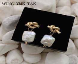 Stud Wing Yuk Tak Korea Womens Fashion Freshwater Pearls Earrings Vintage Geometric Gold Colour Small 20218561798