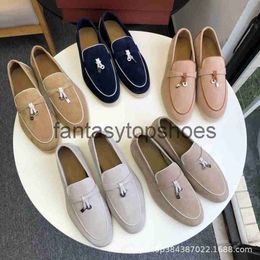 Loro Piano LP original spring goods Pure 23 good hemmed Slip-on shoe British style womens single shoes comfortable flat soled casual shoes Shoes