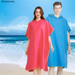 Women's Sleepwear Ultra-Fiber Quick-Dry Towel Poncho Matching Pair Hooded Tow Absorbent Cape Swimming Towe Warm Bathrobe Diving Robe Outfit