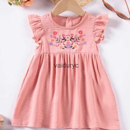 Sukienki dla dziewczynek Summer Girls Ruffles Floral Printed Sukienki Baby Girl Sukienki Field Dress Sukienki dla dziewczyn H240429