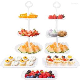 Plates Cake Makaron Tray Stand Fruit Cupcake Display Plastic Dried Party Table Decoration