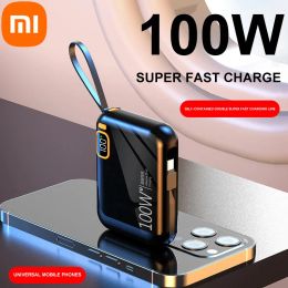 Bank Xiaomi Power Bank 100W Fast Charging Builtin Cord Portable Power Bank 30000mAh Large Capacity External Battery Free Shipping