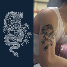 Tattoo Transfer 1pcs Waterproof Safety Realistic Dragon Fake Tattoo Stickers For Men Boys Kids 3D Dragon Temporary Tattoos Washable Tattoos 240426