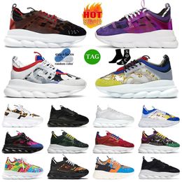 2024 Arrival Chain Reaction Designer Shoes Luxuryx Rubber Black White Blue Grey Suede Men Trainers Women Chainz Twill Sports Plate-forme Sneakers Walking Jogging
