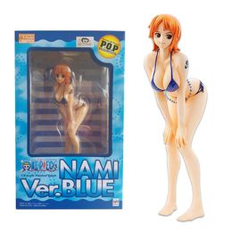 Action Toy Figures 17CM Anime One Piece POP Swimsuit Nami Pink Model Toy Gift Collection Boxed Luffy LIMITED EDITION-Z Portrait Of Pirates Y240425KL4R