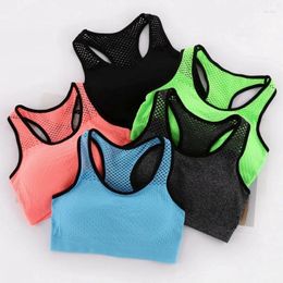 Camisoles & Tanks Mesh Sports Bra Hollow Out Sport Top Seamless Fitness Yoga Bras Women Gym Padded Running Vest Shockproof Push Up Crop