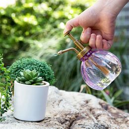 1pc Plastic Glass Bronze Style Retro Watering Pot Flower Antique Plants Shower Crafts Cans Bottle Small Garden Tools 240425