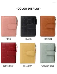 Wallets Fashionable Women's Folding Short Wallet High Quality PU Leather Zipper Solid Colour Versatile ID Window Small