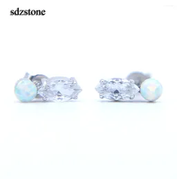 Stud Earrings 2024 Arrive Jewellery Marquise Shape CZ Sparking Bling White Fire Opal Stone Women Girl Gold Colour Earring