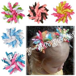 20pcs Children's baby curlers ribbon hair bows flowers clips corker hair barrettes korker ribbon hair ties bobbles hair acces2787