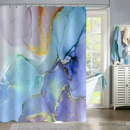 Shower Curtains 1PC colorful abstract marble shower curtain with plastic hook - modern abstract floral design chic bathroom dcor