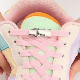 Sko delar elastiska snören sneakers skosnör utan slipsar 8 mm tjocka lägenheter korspänne ingen slips barn vuxen som kör gummi skosnör