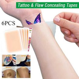 Tattoo Transfer New 6PCS Portable Waterproof Flaw Birthmark Concealing Tattoo Cover Up Skin Colour Scar Concealer Sticker 240427