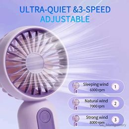 Electric Fans USB Rechargeable Mini Portable Fan With 3 Speeds - Lightweight Handheld Fan - Perfect For Office Outdoor Travel And Camping