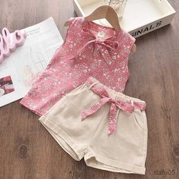 Clothing Sets Summer Children Girls Skirt Clothes Sets Kids Cartoon Girls Pattern Cotta Pants Kids Sport Toddler Tracksutis 0-4 Years