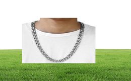 Davieslee Matte Brushed Polished Necklace Mens Chain Cut Curb Cuban Link 316L Stainless Steel Silver Colour 15 mm DHNM18 220217251j1148822