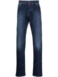 Designer Jeans Men Kiton Stonewashed Straight Leg Jeans Two Side Slit Pockets Spring Autumn Long Pants for Man New Style Softener Denim Trousers