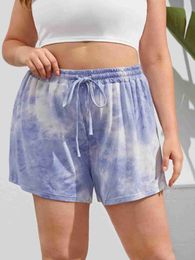 Women's Shorts Plus size summer loose casual shorts womens tie dye brushed waist high elasticity lounge shorts womens large-sized shorts 5XL 6XLL2404