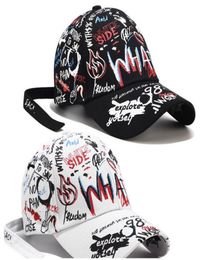 Fashion Women Men Hats Adjustable Black White Color Printing Graffiti Allmatching Baseball Cap For Male Female Street Caps9177695