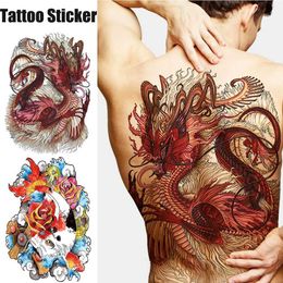 Tattoo Transfer Super Big Large Full Back Chest Tattoo stickers fish wolf Tiger Dragon Buddha waterproof temporary tattoos cool men women 240427