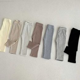 Trousers 0-3T baby pants girls fully matched with striped tight legs childrens cotton elastic ultra-thin pants newborn boys elastic TrousersL2404