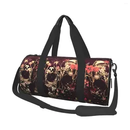 Outdoor Bags Bloom Skull Floral Sport Art Gothic Gift Large Capacity Gym Bag Weekend Couple Design Handbag Luggage Cute Fitness