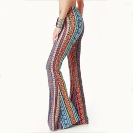 Women's Pants Pant Big And Retro Tight-fitting Spring Summer Bell-bottom Print Women Rose Hip