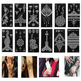 Tattoo Transfer Hot Fashion Henna Tattoo Stencil Temporary Hand Decal Arm Tattoo Body Art Sticker Template Indian Wedding Painting Kit Tool 240426