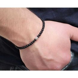 Beaded Simple and fashionable black bead bracelet suitable for boys adjustable elastic rope handcrafted natural stone ultra-thin Jewellery
