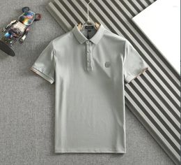 Men's Polos 2024 SIJITONGDA Shirt Silk Men Summer Short Sleeve Breathable Thin Embroidery Quality Big Size M-3XL