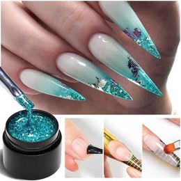 Nail Polish MEET ACROSS 8ml Glitter Quick Extension Gel White Clear Acrylic Nail Gel Soak Off Crystal Jelly Finger Building Nail Gel Tips Y240425