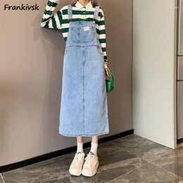 Casual Dresses Loose Women Suspender Denim Bleached Japanese Style Do Old Hipster Slouchy Preppy Students Sweet Harajuku Vestido