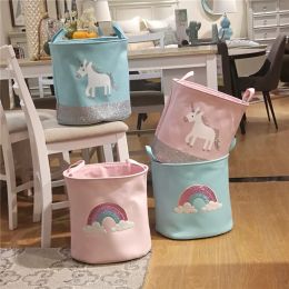 Baskets Colourful Rainbow Laundry Basket Baby Kid Toy Storage Barrel Dirty Clothes Storage Bucket Laundry Basket Toys Organiser For Girl