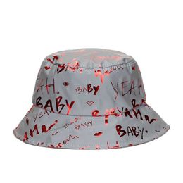 Wide Brim Hats Bucket Hats 2023 NEW Reflective Fishermans Hat Men Bucket Hats Night Reflect Light Women Punk Rock Hip Hop Caps Sun Fisherman Cap J240425