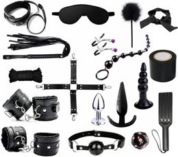 Sex Toys Bondage BDSM Kit Restraints Set Fetish Bed Restraints Kits for Beginners SM Adult Games 18Pcs